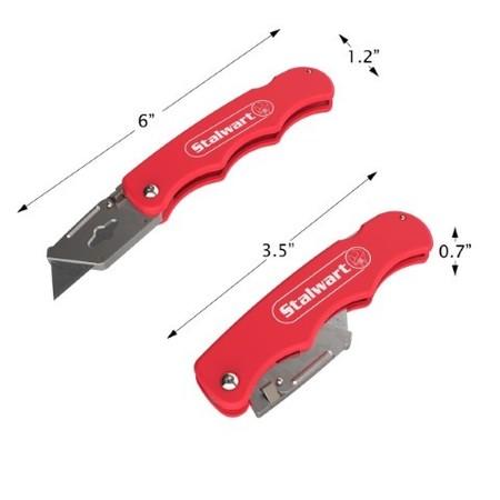 Fleming Supply Set of 3 Folding Utility Knife with Blades Heavy Duty Retractable Box Cutter with Aluminum Handle 934694IDK
